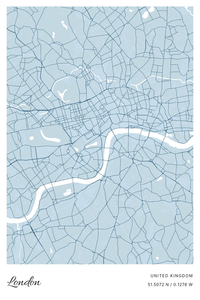 London in the Blueprint Map Art design