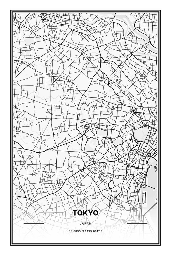 Tokyo in the Classic Map Art design