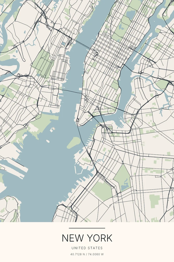New York in the Modern Map Art design