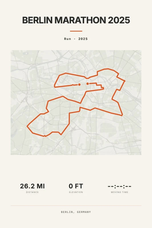 Marathon route poster showing Berlin Marathon 2025
